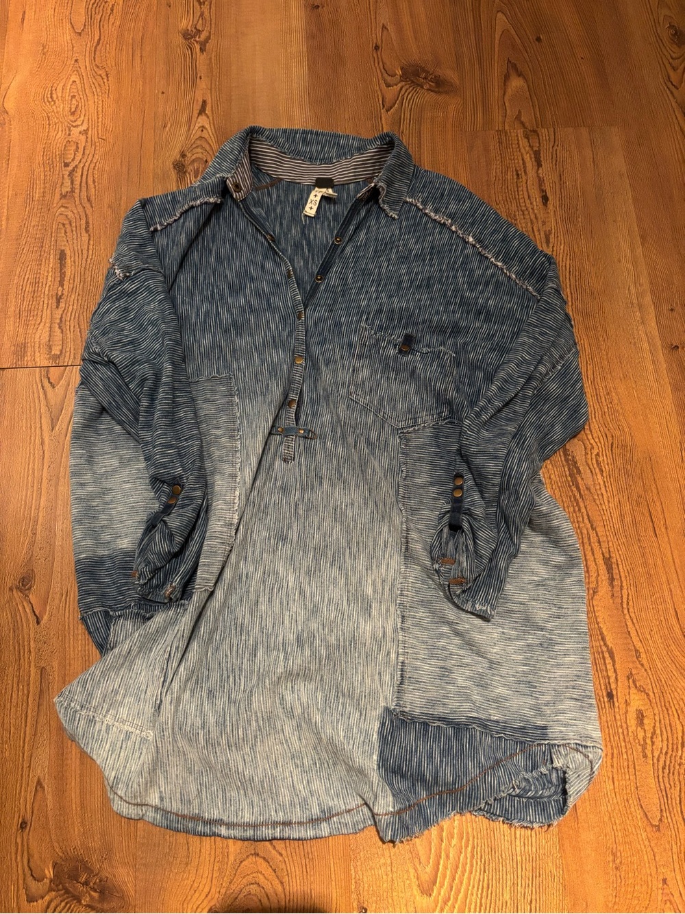 Free People Blue Washed Lightweight Shirt